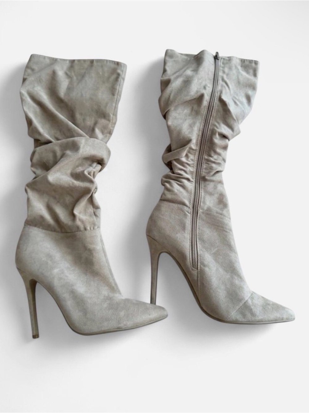 HRH Suede Knee-High Stiletto Heel Boots- Women’s 9